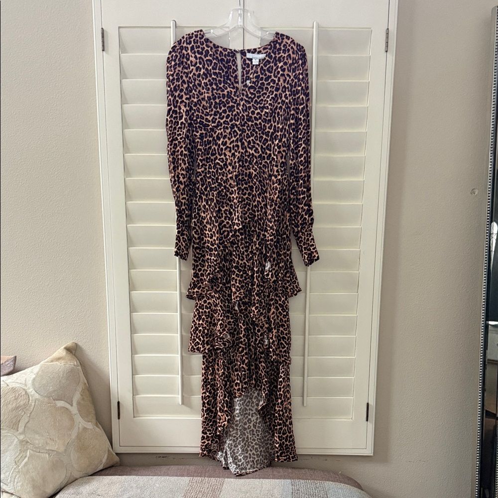 Chic Leopard Print Long Sleeve Dress By Fourteenth Place
